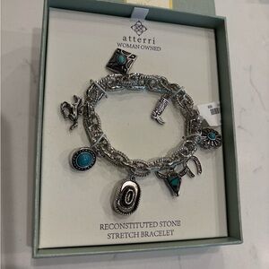 Silver and Turquoise Charm Bracelet